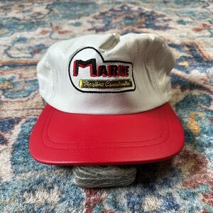 Vintage 80s Marine Construction Leather Baseball Cap